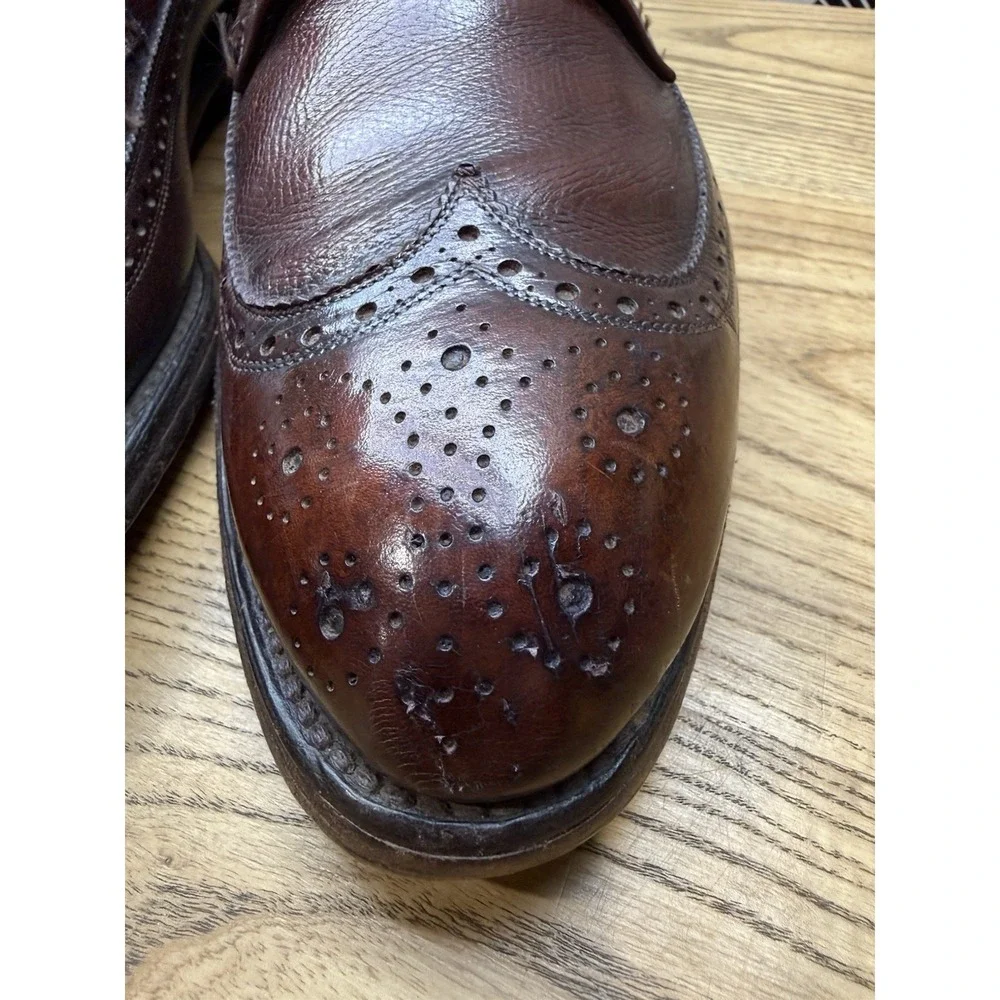 VTG Florsheim Royal Imperial Black Burgundy Leather Wingtip Dress Shoes Mens 12D